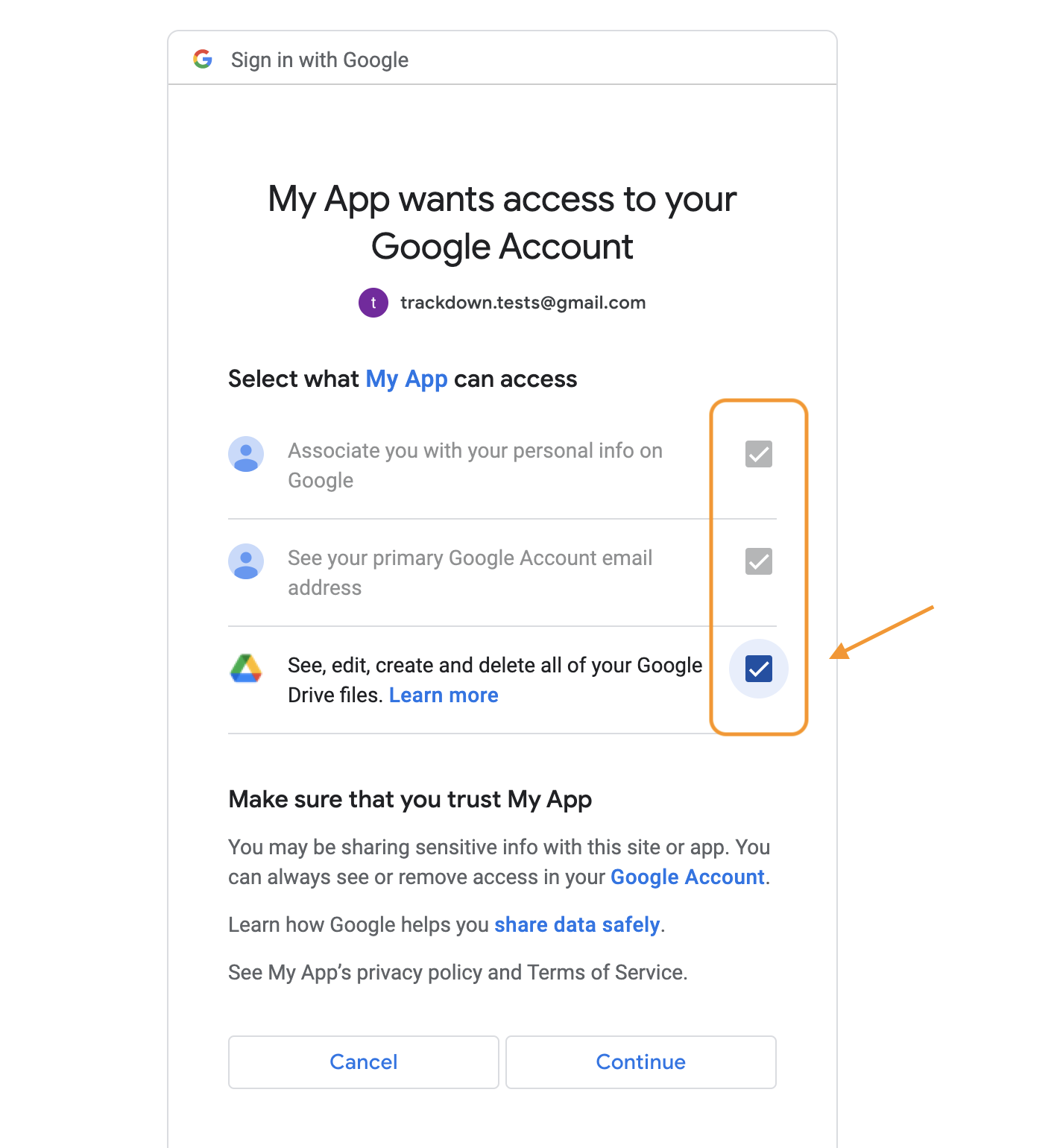 Google account access settings