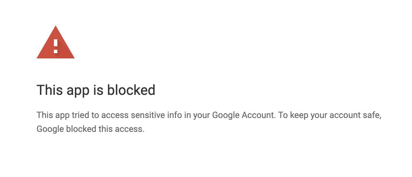 Google account access warning app blocked